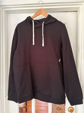 Asics Black Hoodie with White Drawstrings